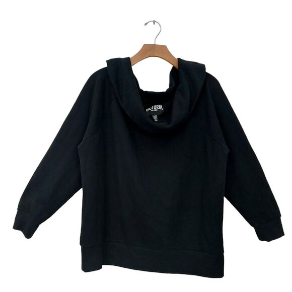 Victoria's Secret Victoria Sport Sweatshirt Womens Large Black Cozy Cowl Neck - Picture 1 of 13